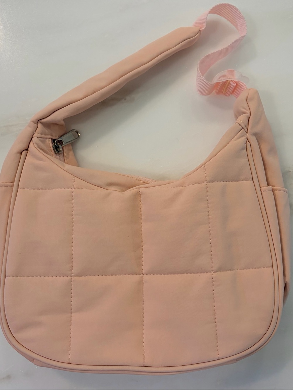 Padded Quilted Shoulder Bag in Blush Pink